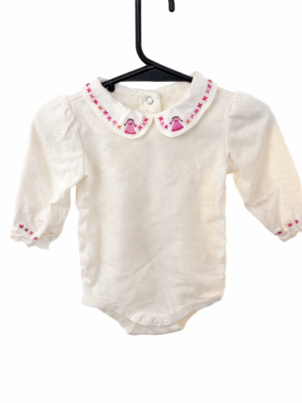 Gymboree Cream Long-Sleeve Onesie with Multicolor Embroidery